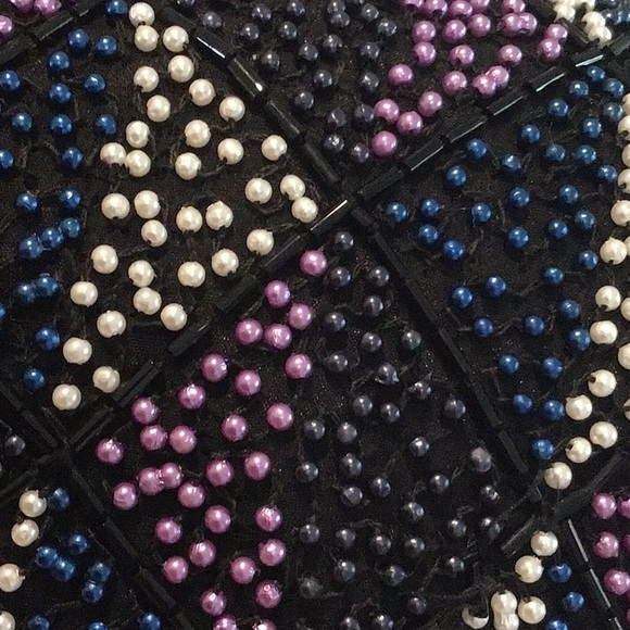 Nipon Night vintage beaded jacket, black/blue/white/purple, XL, NWT - Picture 11 of 14